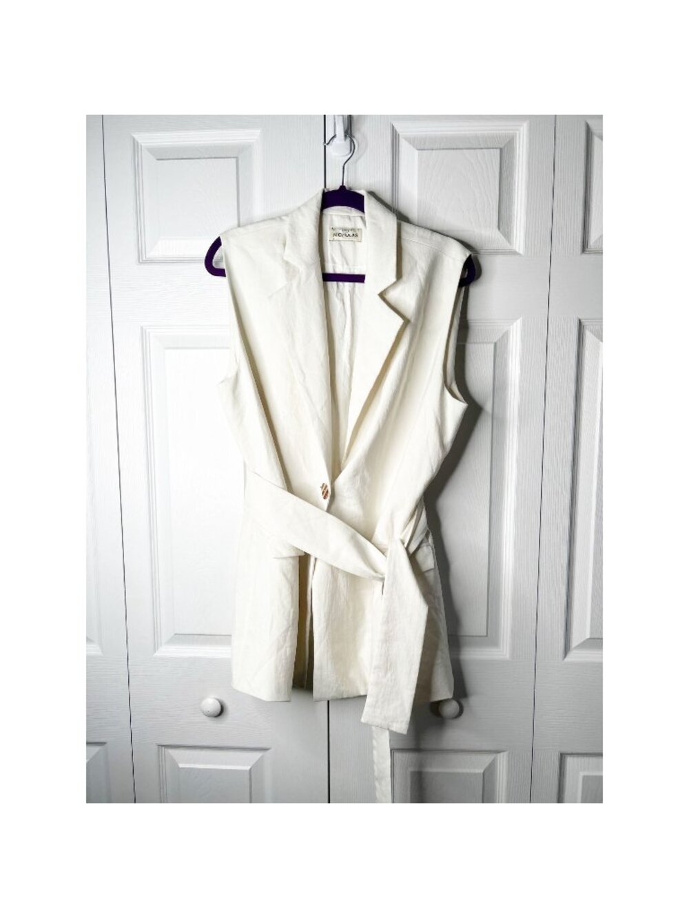 Nicholas Jennifer White Single Breasted One Button Belted Vest Women's Size 10